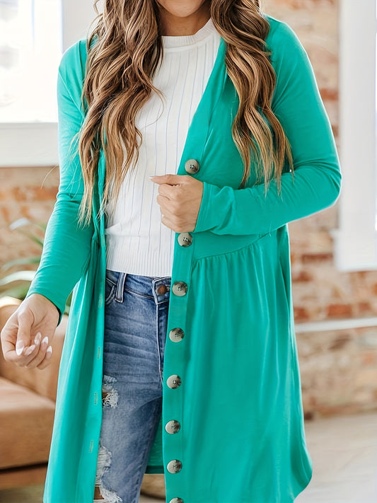  Solid Long Sleeve Cardigan