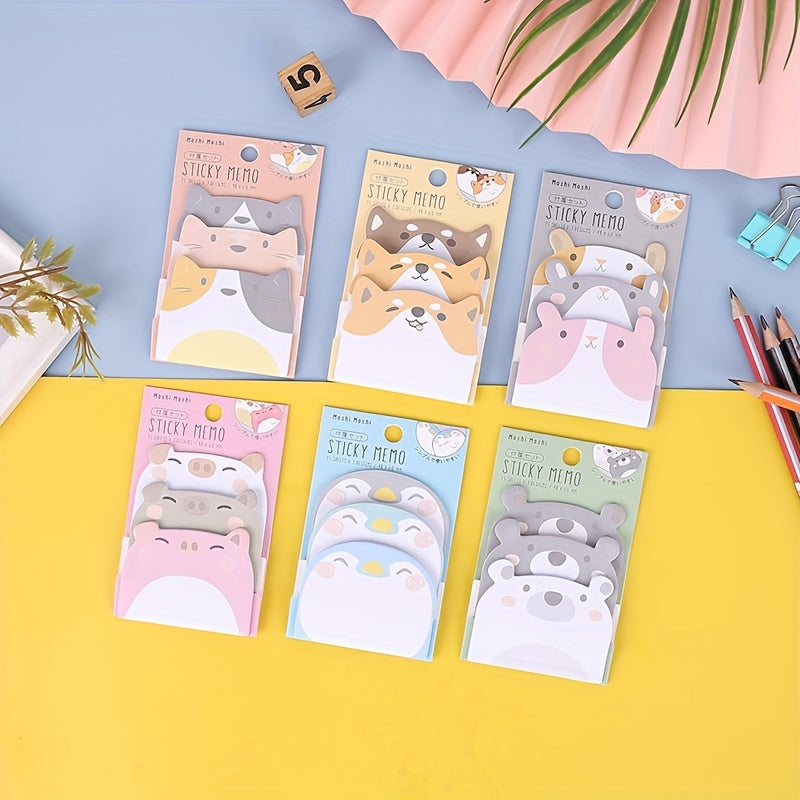 45-Sheet Cartoon Animal Sticky Notes Pack for Students
