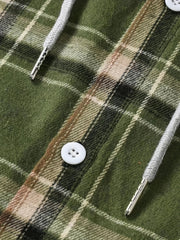 Men's Plaid Hooded Shirt Jacket for Autumn Winter