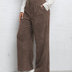 High Waist Wide Leg Pants with Pockets