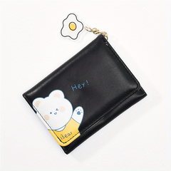 Cartoon Bear Wallet PU Leather Three Fold Coin Purse for Girls