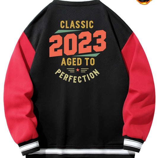 Graphic Print Men's Warm Baseball Jacket