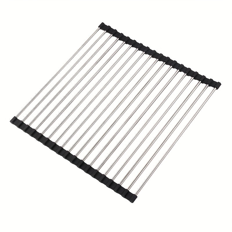 Stainless Steel Sink Drain Rack Over Sink Roll Up Large Dish Drainers Rack