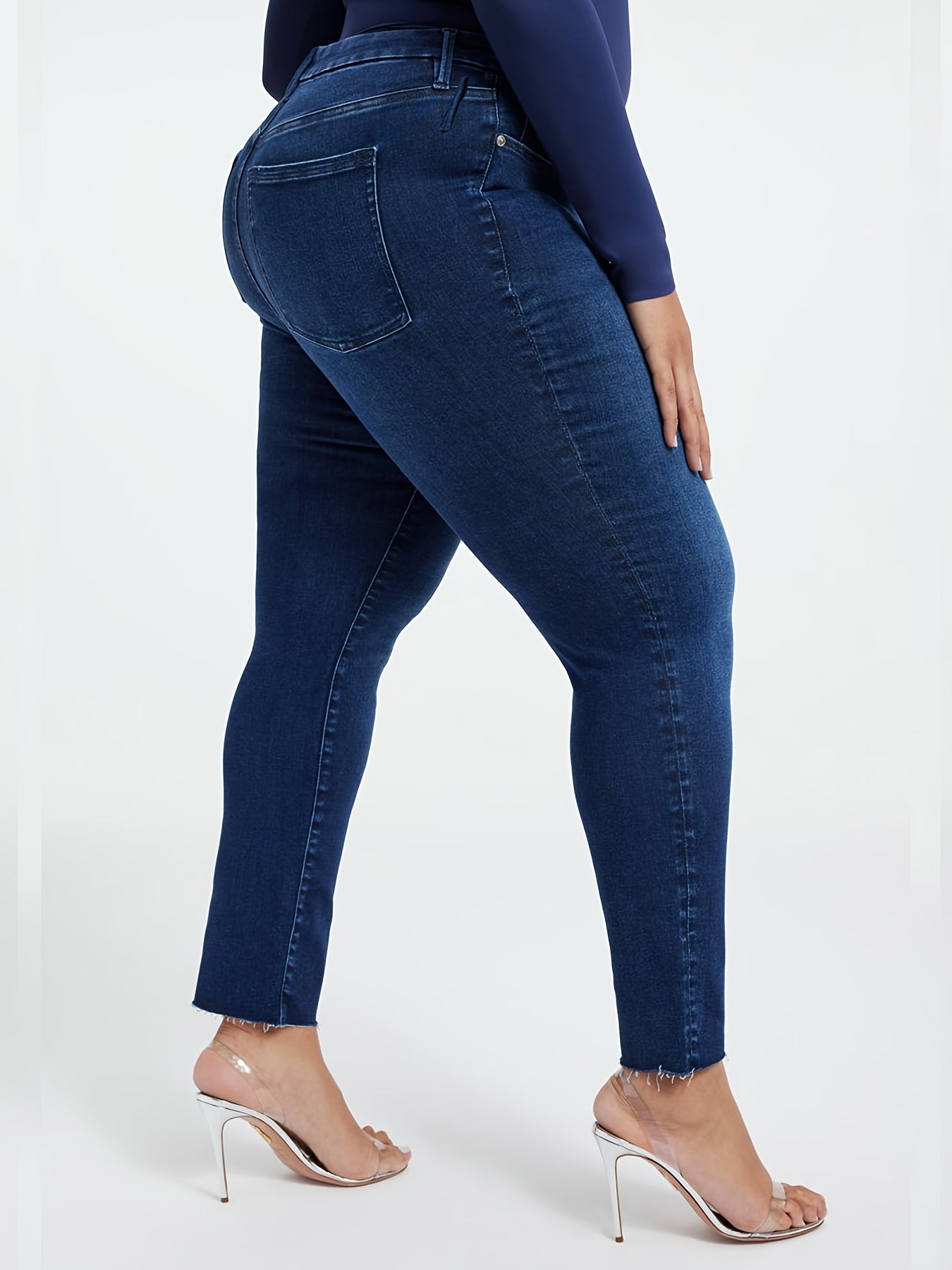 Women's Plus Bootcut Stretch Jeans, High Waist Button Up