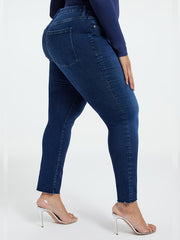 Women's Plus Bootcut Stretch Jeans, High Waist Button Up