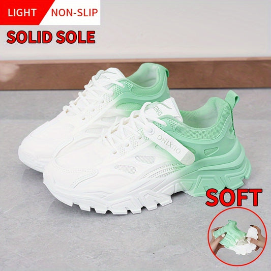 Women's Ombre Chunky Sneakers Lace-up Shoes