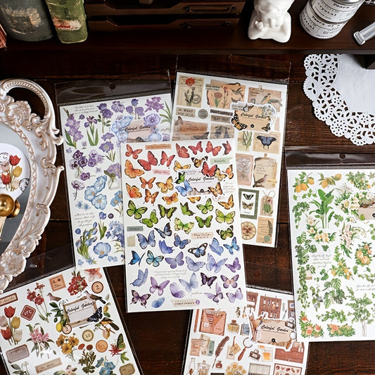 1pc Plant Flower Stickers Scrapbooking DIY Vintage Decorative Stationery