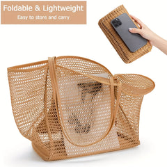 Large Capacity Mesh Beach Bag Grocery Shopping Bag Swimming Storage Bag