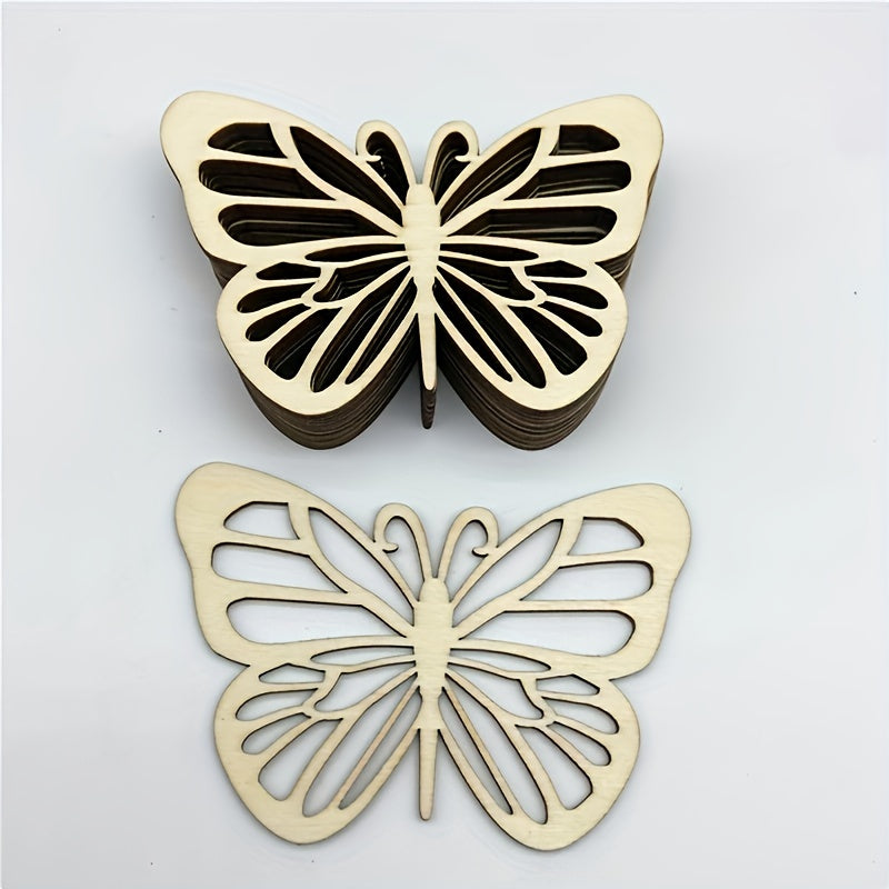 5pcs Wooden Cartoon Butterfly Chips DIY Crafts Gift Tags
