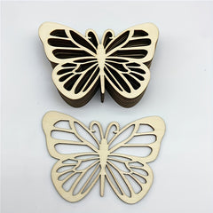 5pcs Wooden Cartoon Butterfly Chips DIY Crafts Gift Tags