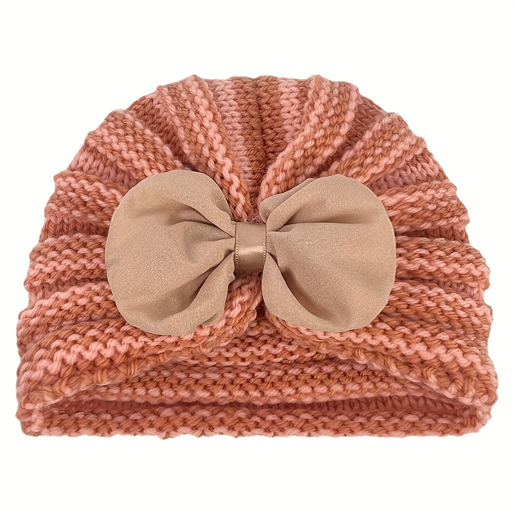 Winter Chiffon Bow Baby Hat 0-2 Years