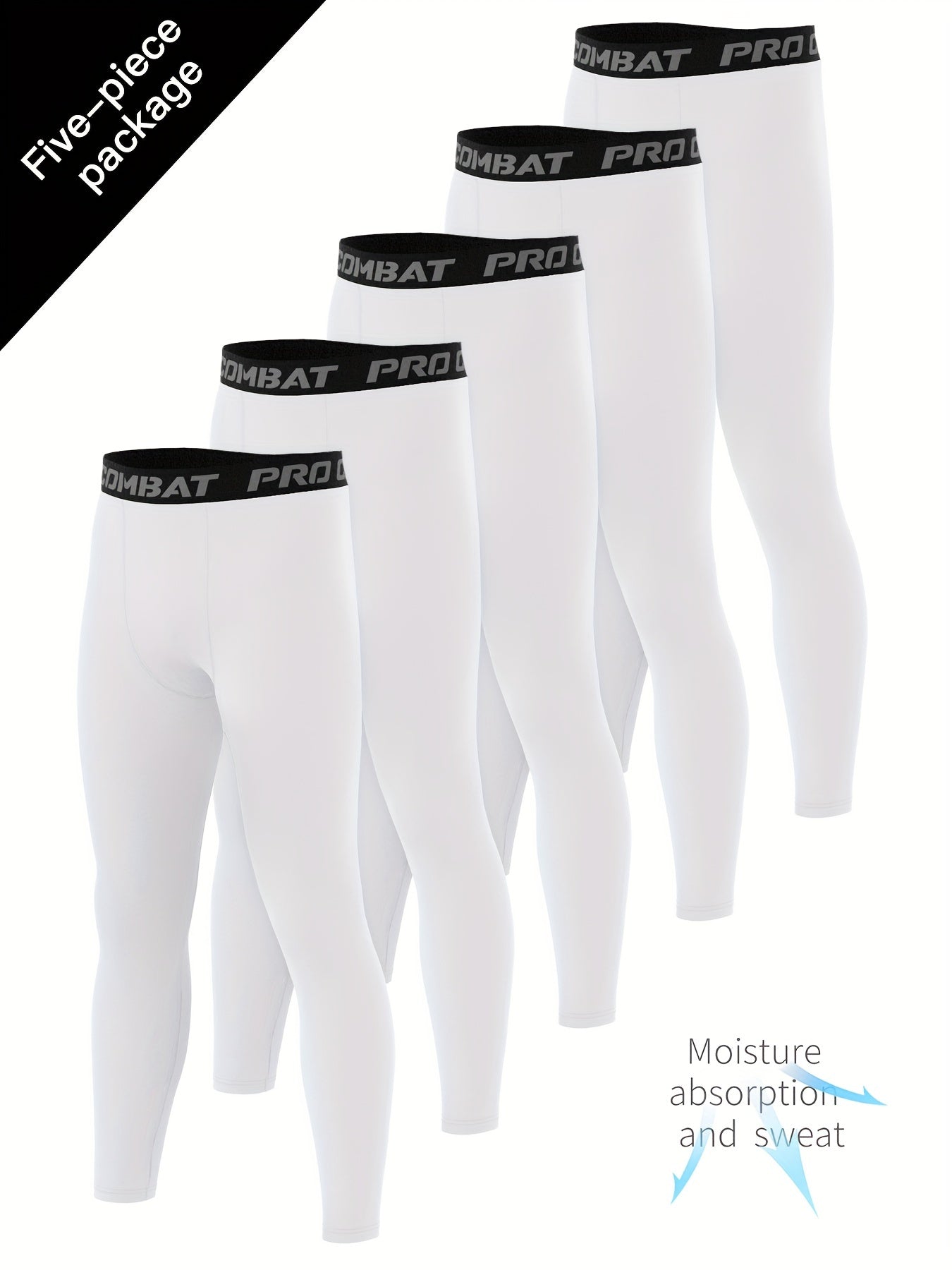 Men's 5pcs Solid Leggings Active Quick Drying Sports Compression Pants