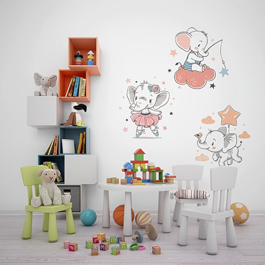 Watercolor Baby Elephant Wall Sticker for Nursery Room Decor