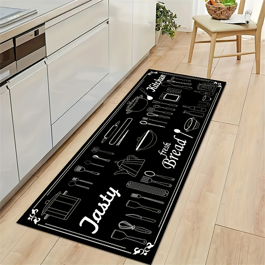 Tableware Pattern Runner Mat Stain Resistant And Anti Skid Carpet