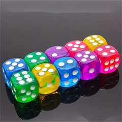 10pcs 14mm Transparent 6 Sided Colored Game Dice