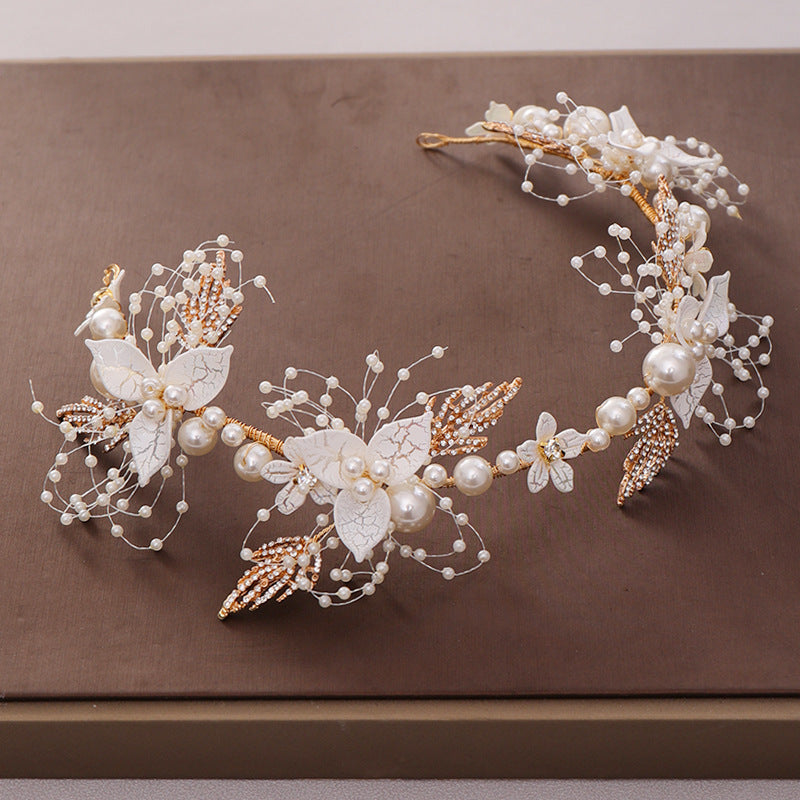 Floral Pearl Bridal Headband Flower Wedding Headpiece