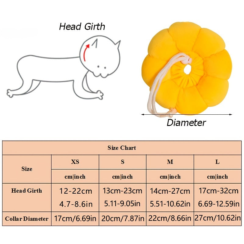Sunflower Plush Pet Collar for Cats - Autumn/Winter Warmth - Cat Accessories