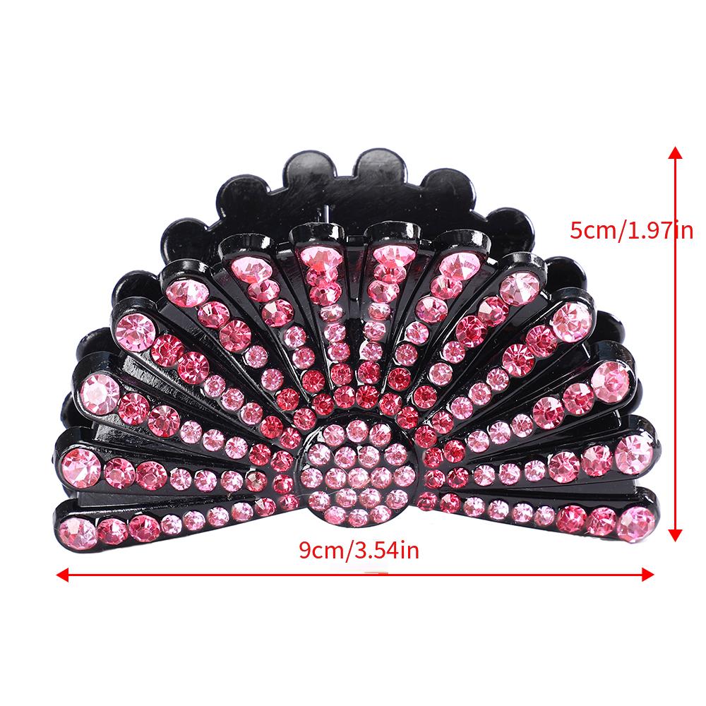 Rhinestone Fan shaped Hair Clip Acrylic Hairpin Headgear Ponytail Clip