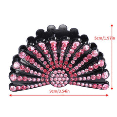 Rhinestone Fan shaped Hair Clip Acrylic Hairpin Headgear Ponytail Clip