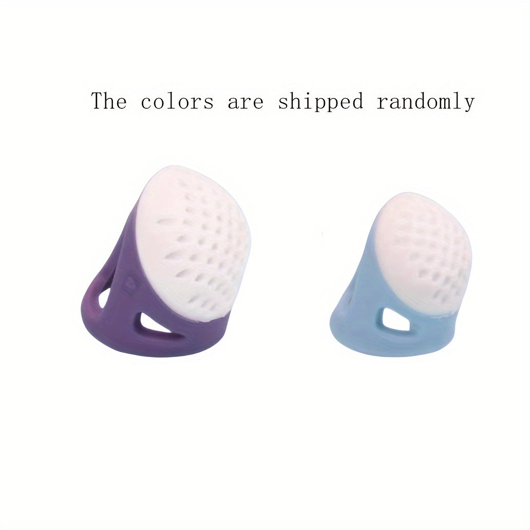 2pcs Ergonomic Sewing Thimble Finger Protector Anti Needle Rubber Finger Cover