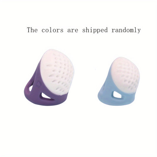2pcs Ergonomic Sewing Thimble Finger Protector Anti Needle Rubber Finger Cover