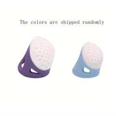 2pcs Ergonomic Sewing Thimble Finger Protector Anti Needle Rubber Finger Cover