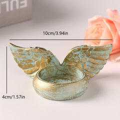 Green Angel Wings Tealight Candle Holders Resin Votive Candle Holder