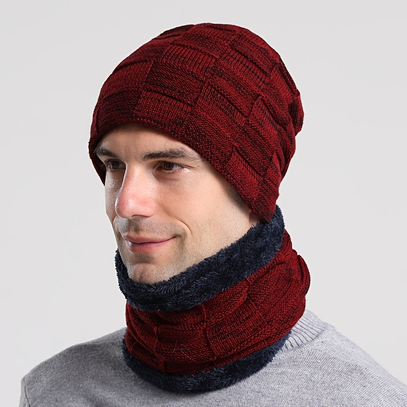 Winter Beanie Scarf Set Warm Knitted Hat & Neck Warmer
