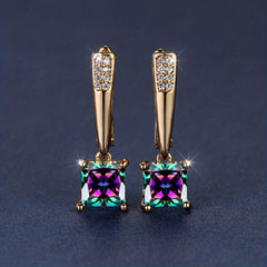 Emerald Earrings 18K Plated Ornament For Women Daily Decor Jewelry