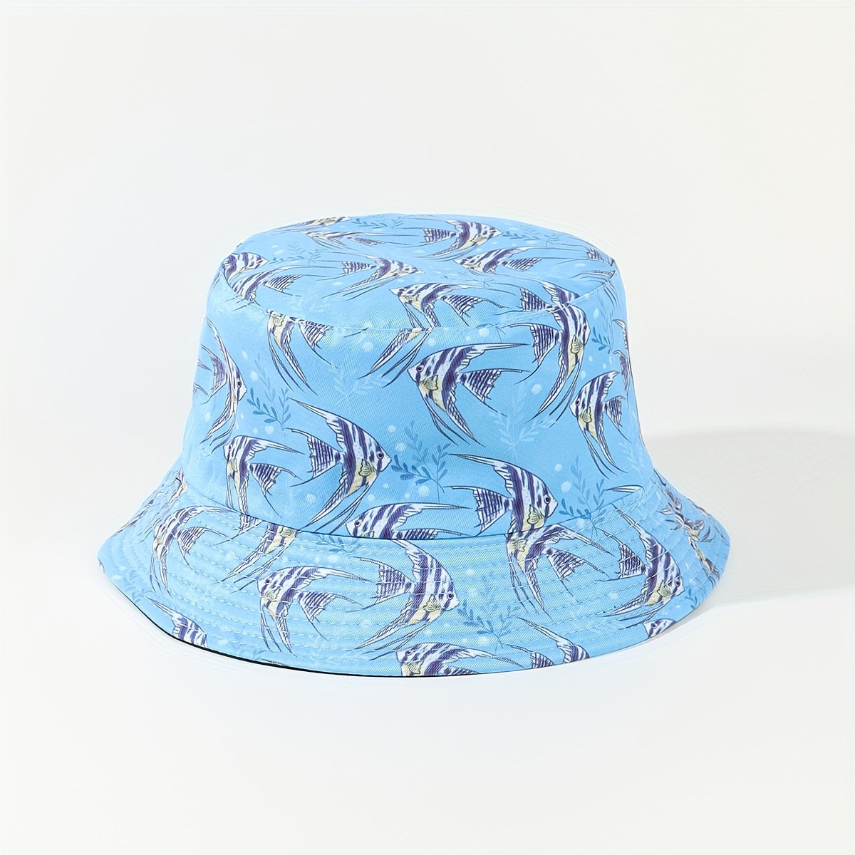Cartoon Flower Print Reversible Bucket Hat Breathable Fisherman Cap