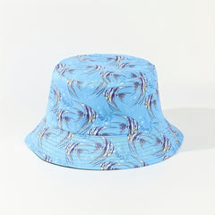 Cartoon Flower Print Reversible Bucket Hat Breathable Fisherman Cap