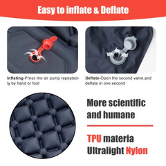 Ultralight Inflatable Camping Pad Mattress with Pillows & Inflator Pump