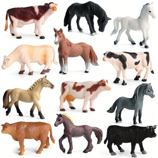 Farm Animals Figure Toys Set Painted Farm Animals Cows Horses Figures