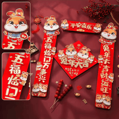 Chinese Year Spring Couplet Rabbit Cartoon 3D Decoration Supplies