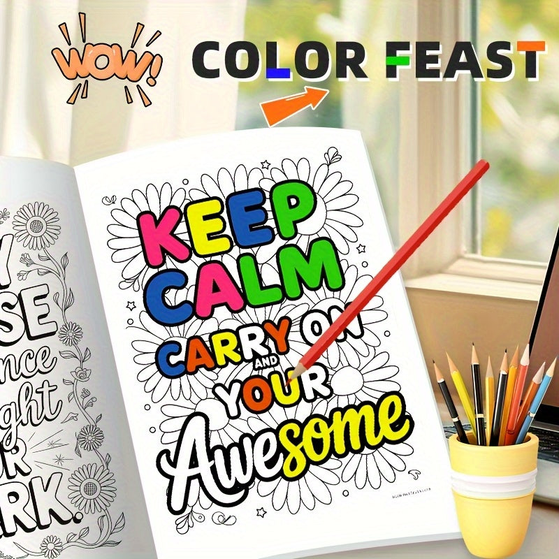 Mindful Phrases Adult Coloring Book: Stress Relief Designs