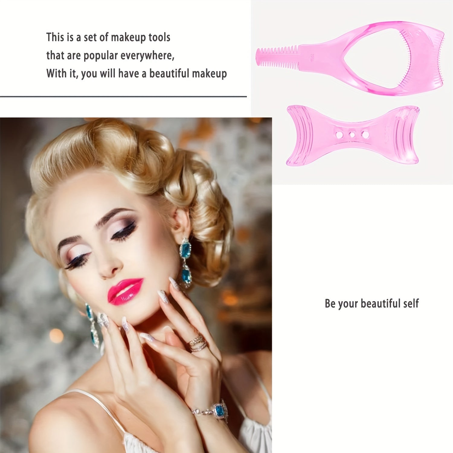 Eyelash Tool with Eyeliner Template Stencil and Comb