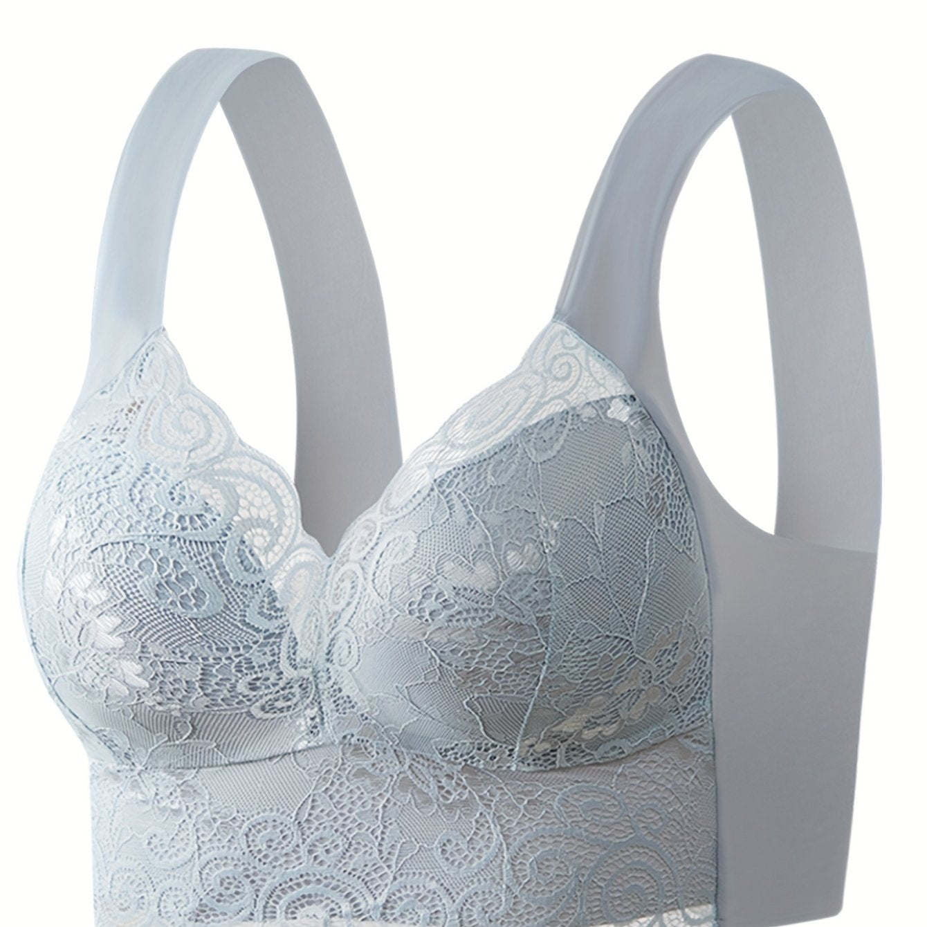 Wireless Lace Bra & Scallop Trim Tank