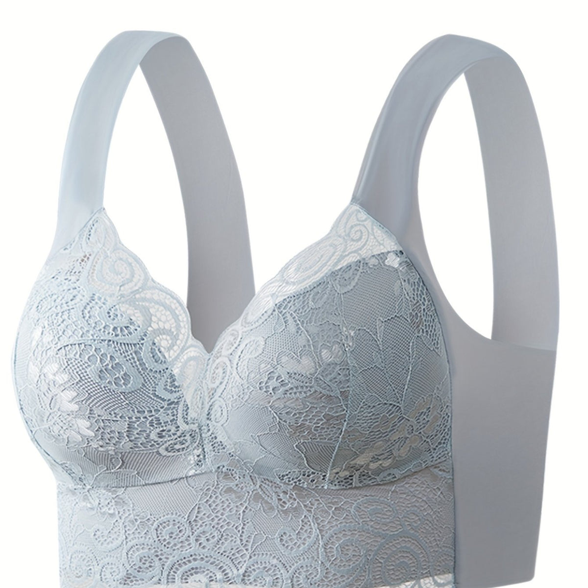 Wireless Lace Bra & Scallop Trim Tank