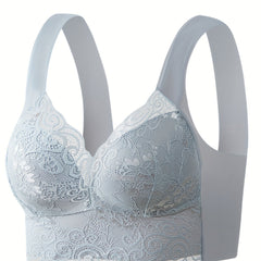 Wireless Lace Bra & Scallop Trim Tank