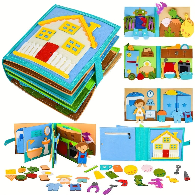 Kids Busy Board Toy Set Felt Educational House