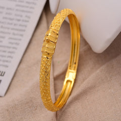 1 Pc Golden Bangle Bracelet 24K Plated Copper Hand Jewelry Decor