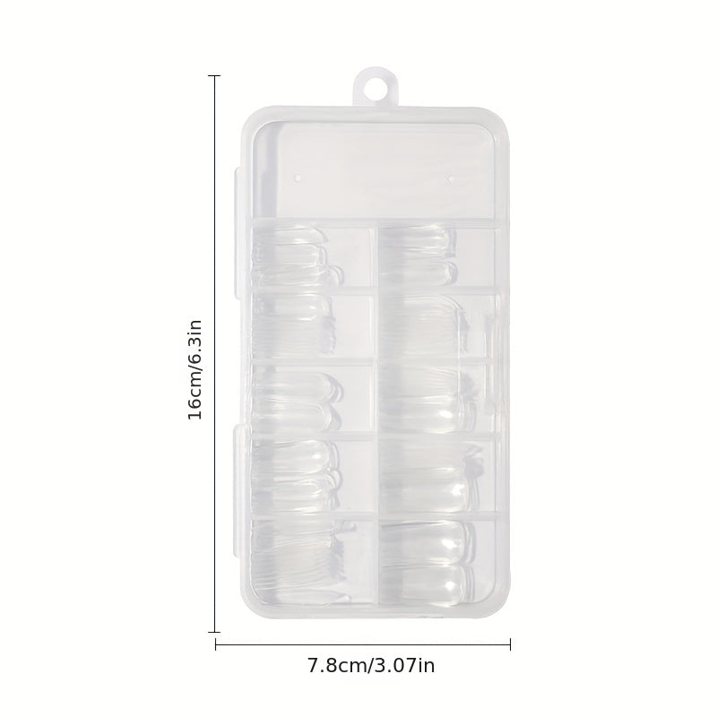 100pcs Clear Acrylic Coffin Nails Full Cover Tips DIY Nail Art Salon Use