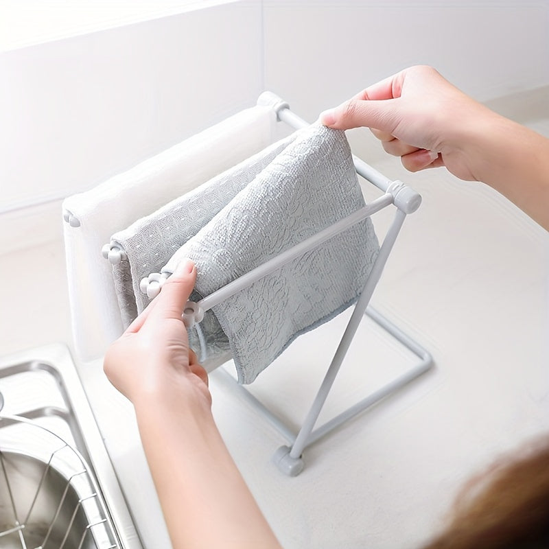 Folding Rag Storage Rack Kitchen Countertop Dish Cloth Hanging Shelf