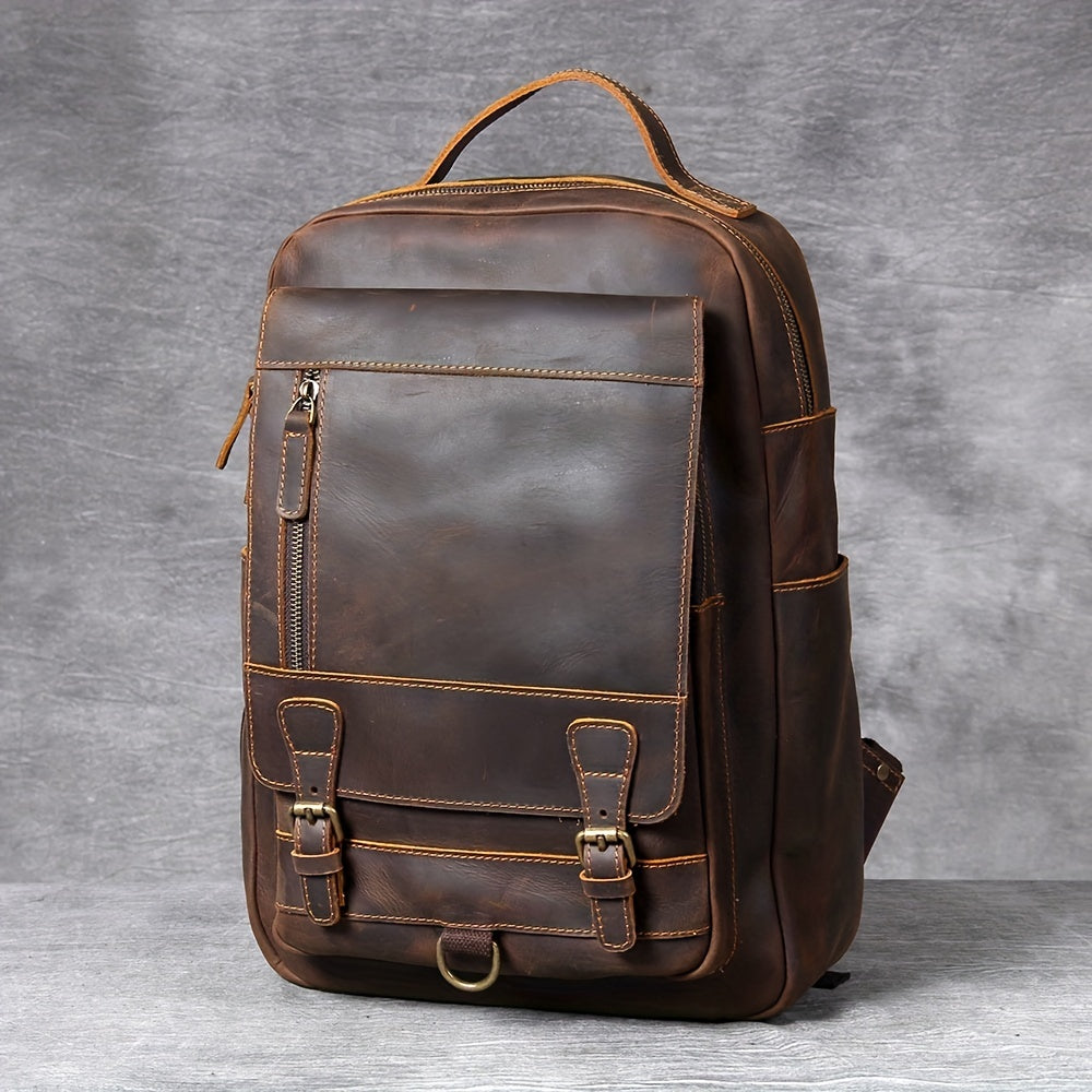 Vintage Leather Backpack Laptop Bag Outdoor Travel Weekender Shoulder Bag