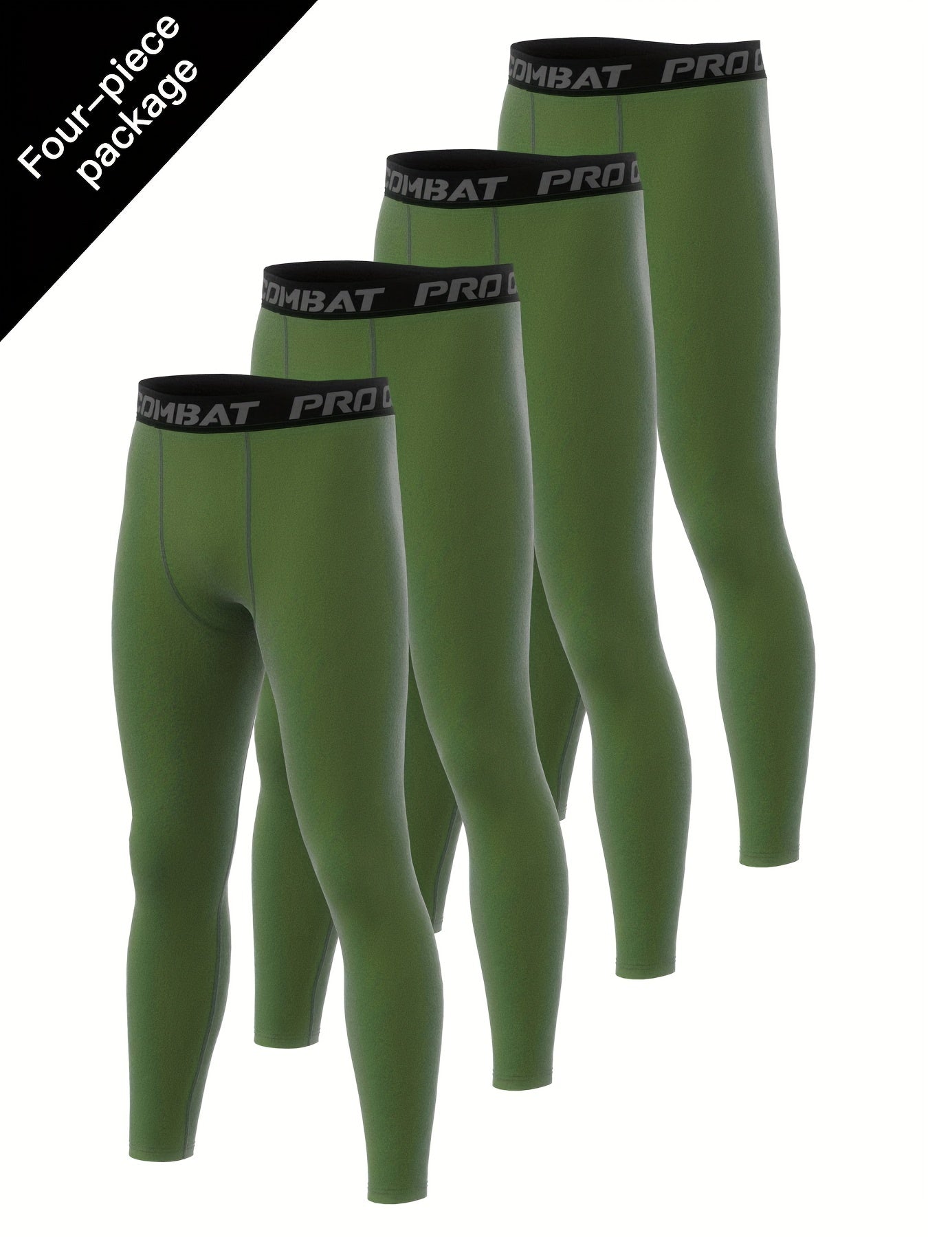 Men's Solid Pocket Leggings Active Sports Compression Pants