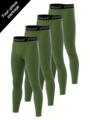 Men's Solid Pocket Leggings Active Sports Compression Pants