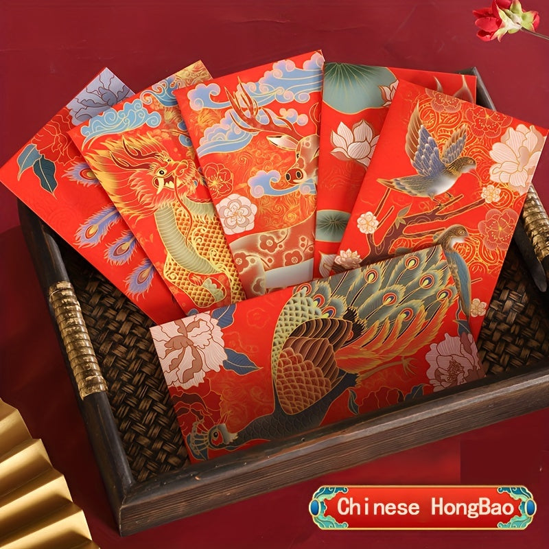 6pcs Year Red Envelope Dragon Lucky Money Gift Spring