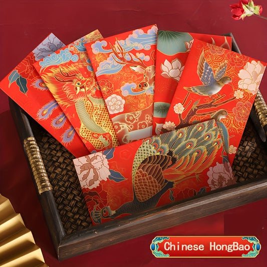 6pcs Year Red Envelope Dragon Lucky Money Gift Spring