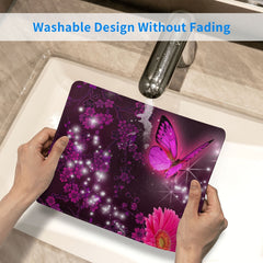 Square Sewn Edge Mouse Pad Butterflies Flying Flowers Pattern