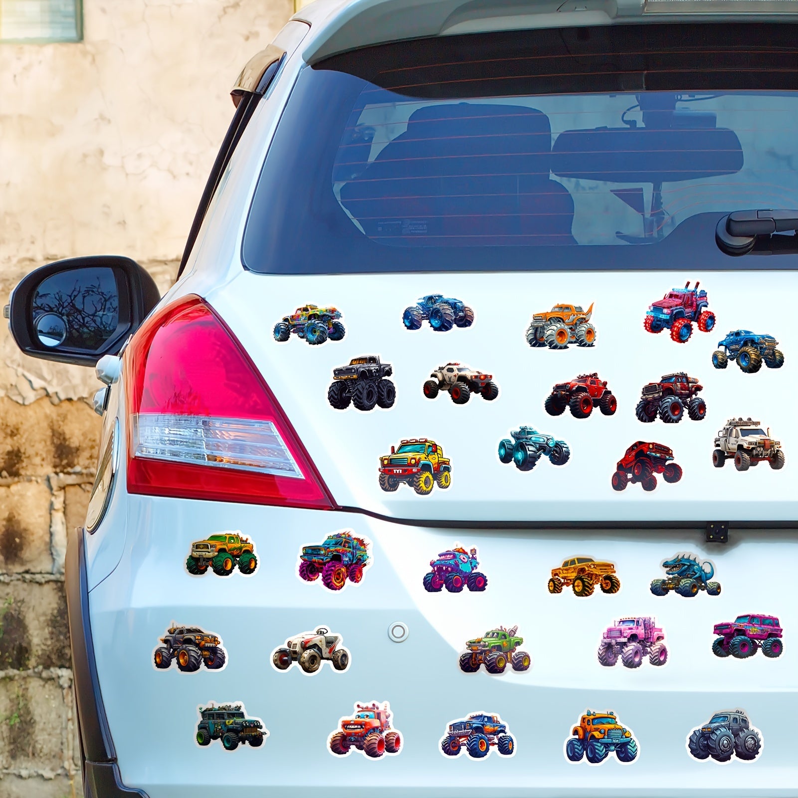 50pcs Monster Truck Stickers Waterproof for Water Bottles Skateboard Car Bike